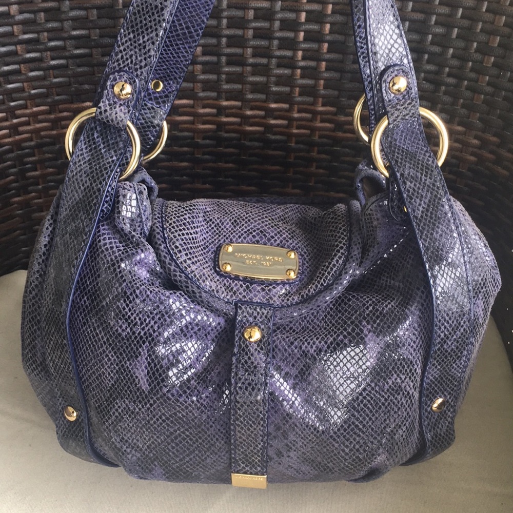 Michael Kors Purple Snakeskin Python Leather Tote - image 5